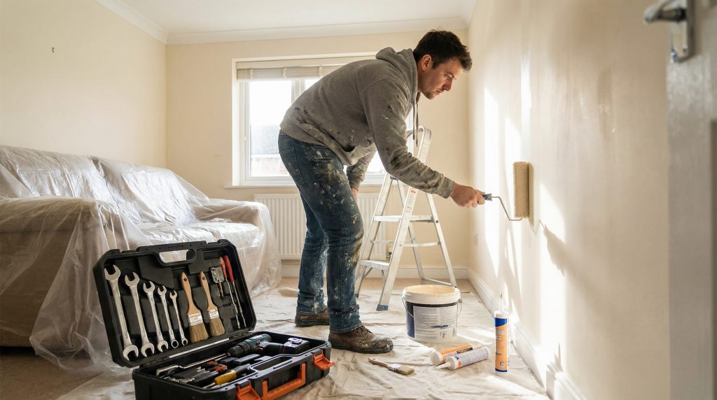 Intérieur de maison moderne avec home staging professionnel et décoration neutre pour préparer sa maison pour la vente.