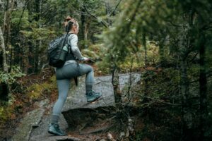 Woman hiking in the forest