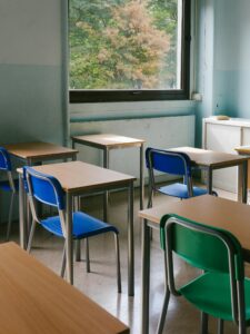 School desks with chairs
