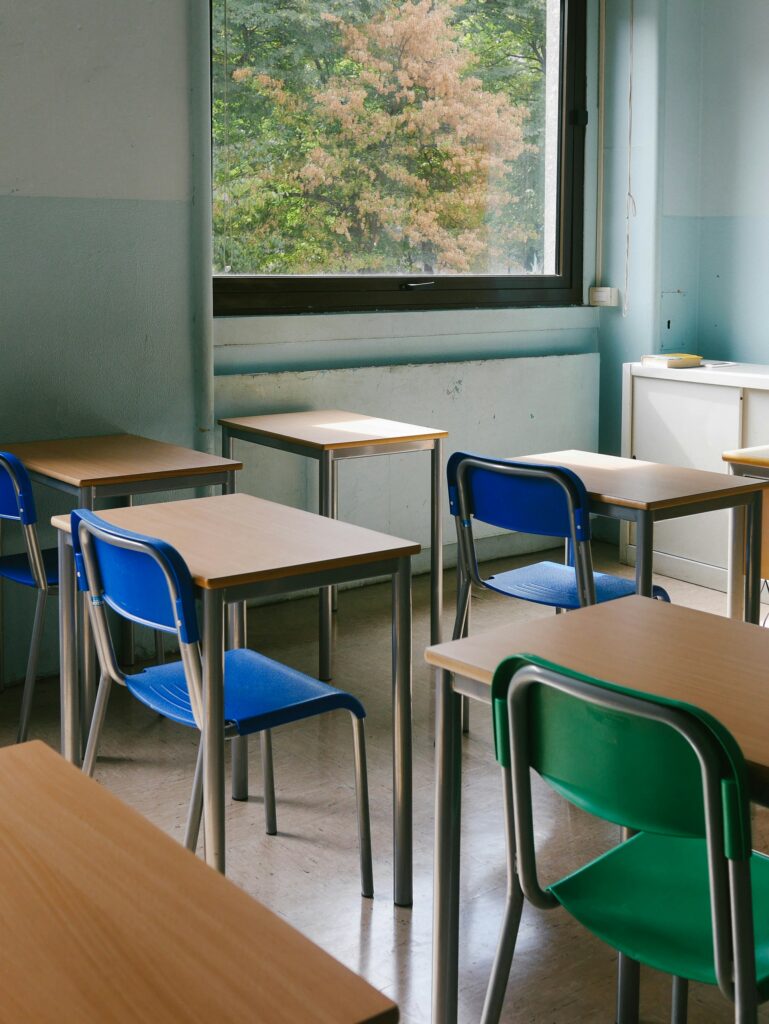 School desks with chairs